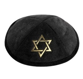 Black Kippah Grey Magen David