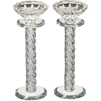 Crystal Candlesticks Pair Ston