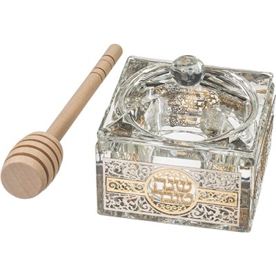 Honey Dish Crystal w/ Metal Pl