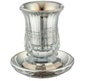 Kiddush Cup & Tray Crystal Ble