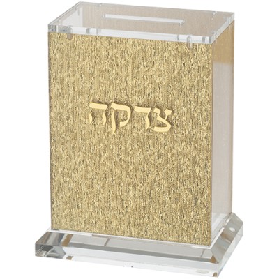 Tzedakah Box Lucite Gold