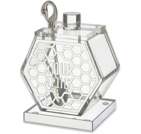 Honey Dish Lucite Silver Hive