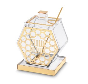 Honey Dish Lucite Gold Hive