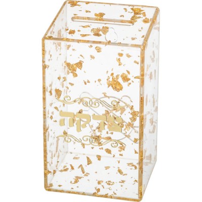 Tzedaka Box Lucite Gold