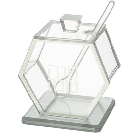 Honey Dish Lucite Silver Finis