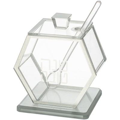 Honey Dish Lucite Silver Finis