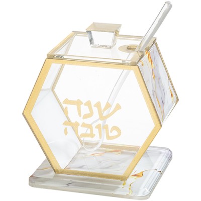 Honey Dish Lucite Marble Finis