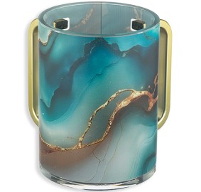 Wash Cup Acrylic Gold Handled