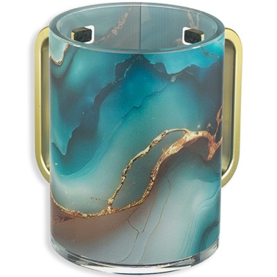 Wash Cup Acrylic Gold Handled
