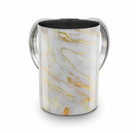 Washcup S/S White Gold Marble