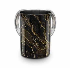 Washcup S/S Black Gold Marble