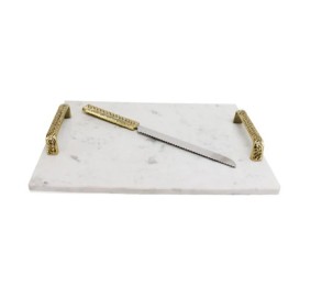 Challah Board Marble w/ Knife