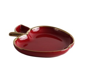 Apple Shaped Honey Plate Red