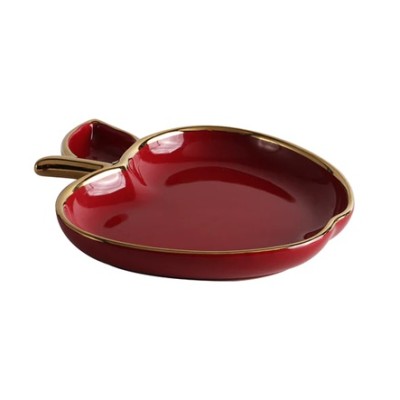 Apple Shaped Honey Plate Red