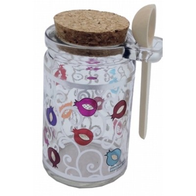 Honey Jar with Spoon Glass Art