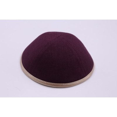Kippah Burgundy Linen w/ Rim
