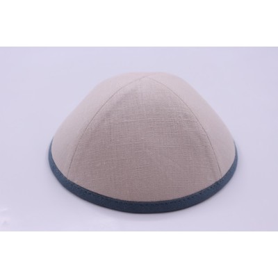 Kippah Beige Linen w/ Rim