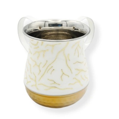 Washcup SS White/Gold Branches
