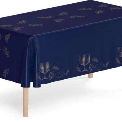 Chanukah Plas.Tablecloth Navy
