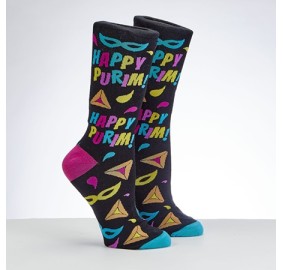 Happy Purim Adult Crew Socks
