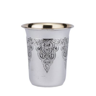 Sterling Silver Kiddush Cup Triangle Hammered Heziman