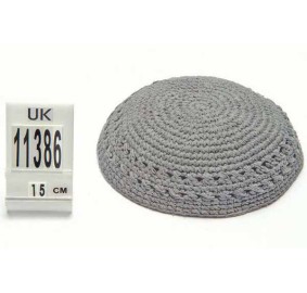 KNIT YARMULKA - GREY - 17.5 CM