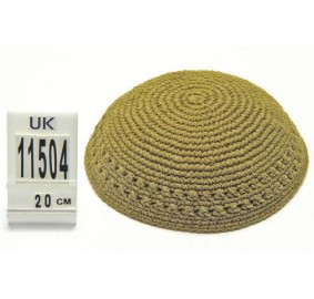 Knit Yarmulka - Olive Green - 20.5 CM