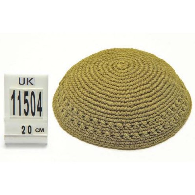 Knit Yarmulka - Olive Green - 20.5 CM