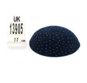 Knit Yarmulka - Blue Dots - DMC 17 CM