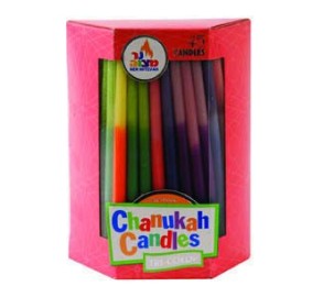 Tri Color Chanukah Candles, 45 Pack