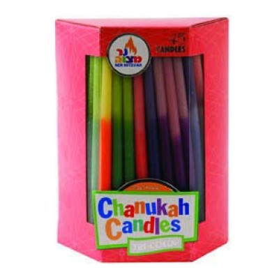 Tri Color Chanukah Candles, 45 Pack