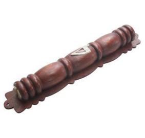 Mezuzah Cover With Back 12 Cm - Brown Hoops