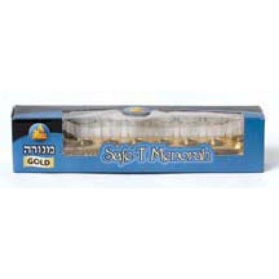 Saftey Strip Oil Menorah - Gold