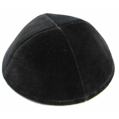 High Quality 4 Part Black Velvet Yarmulka - No Rim 