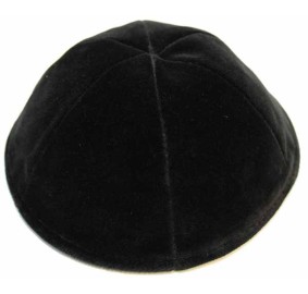 High Quality 6 Part Black Velvet Yarmulka - No Rim