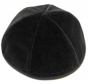 High Quality 6 Part Black Velvet Yarmulka With Rim