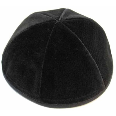 High Quality 6 Part Black Velvet Yarmulka With Rim