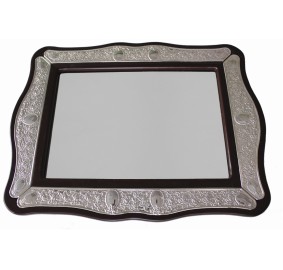 Mirror Tray - Wood/Silver Plated