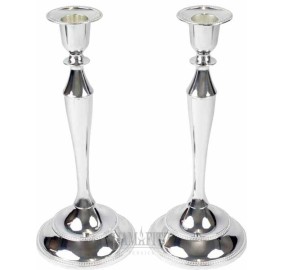 Large Nickel Candlesticks Set With Tray