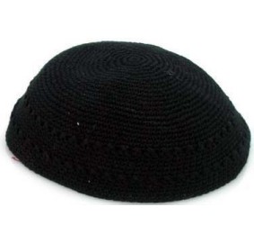 Knit Yarmulka - Black -  20 CM