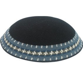 Black Knit Yarmulka DMC -Color Design 17 CM