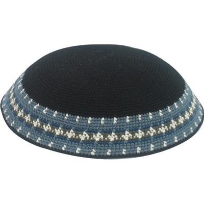 Black Knit Yarmulka DMC -Color Design 17 CM