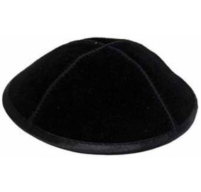 Kippah - Black Leather Trim