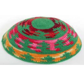 Knit Yarmulka DMC - Colorful - 16 CM