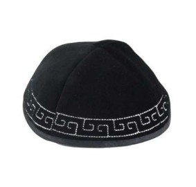 Black Velvet Kippah With Embroidery