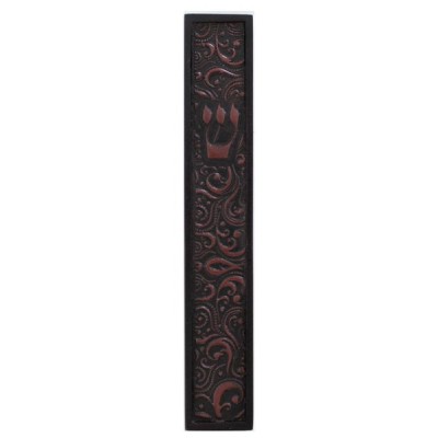 Mezuzah Cover With Leather 12 cm