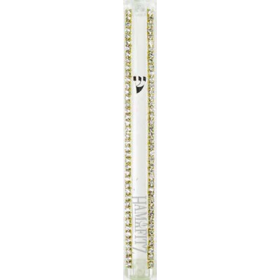Mezuzah Cover Clear W/ Stones