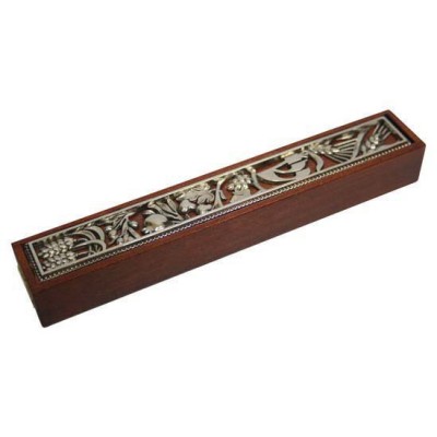 Nickel/Wood Mezuzah Cover 12 Cm - 7 Species