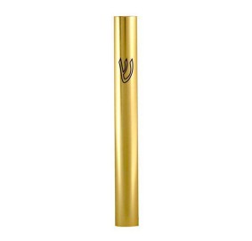 Aluminum Gold Semi-Round Mezuzah Case 10 Cm