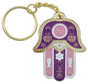 Key Chain Chamsa Mazal Pink